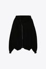 Black cotton oversized hoodie with asymmetrical zip fastening - Megamountain 