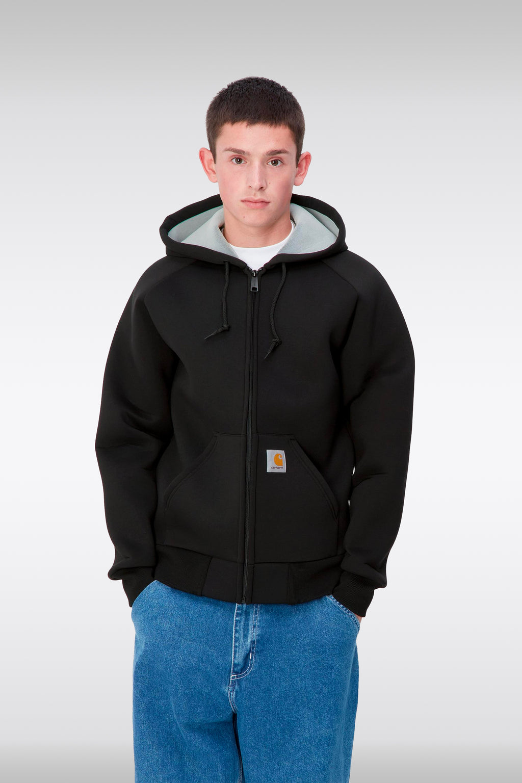 alt-image__Felpa-nera-in-neoprene-con-cappuccio---Car-Lux-Hooded-Jacket