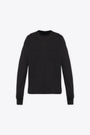 Felpa nera leggera in cotone con fondo a taglio vivo - Crewneck Sweat 