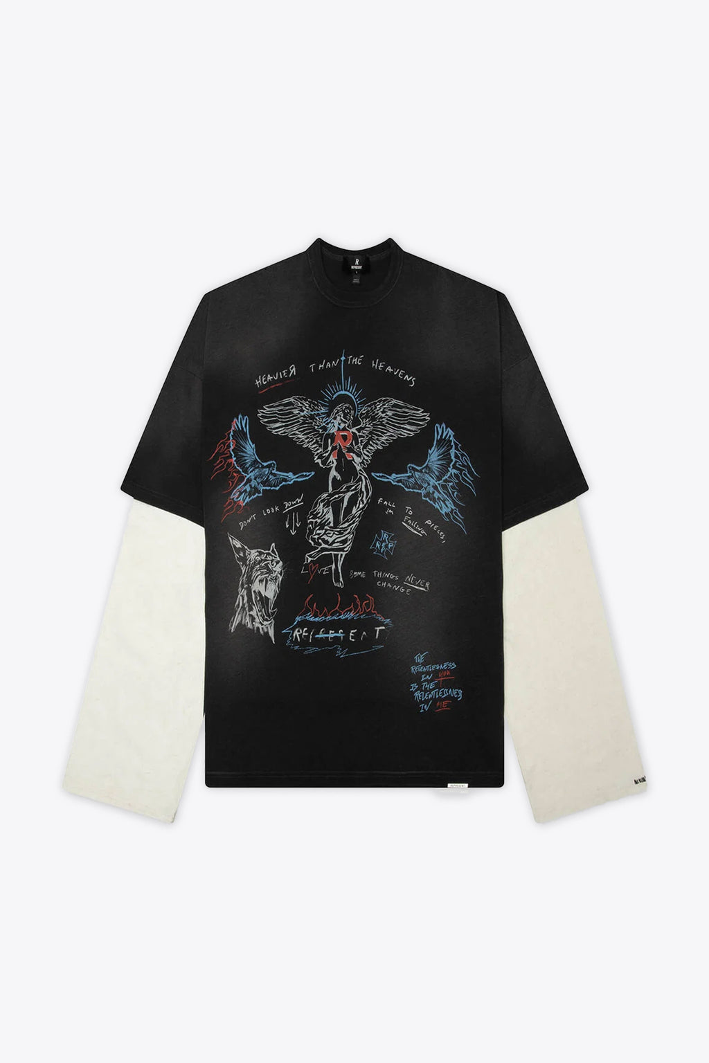 alt-image__T-shirt-nera-e-panna-con-manica-doppiata-e-stampe-grafiche---Heavier-Than-The-Heavens-Long-Sleeve-T-Shirt