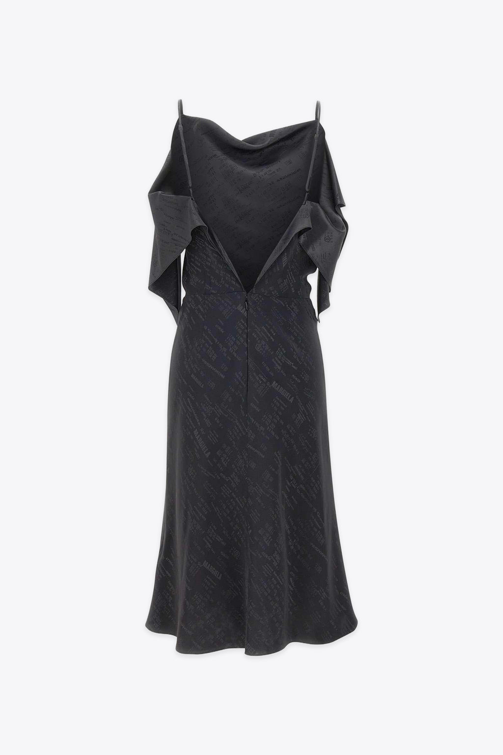 alt-image__Abito-midi-in-viscosa-grigio-antracite-con-logo-jacquard-e-spalline-sottili