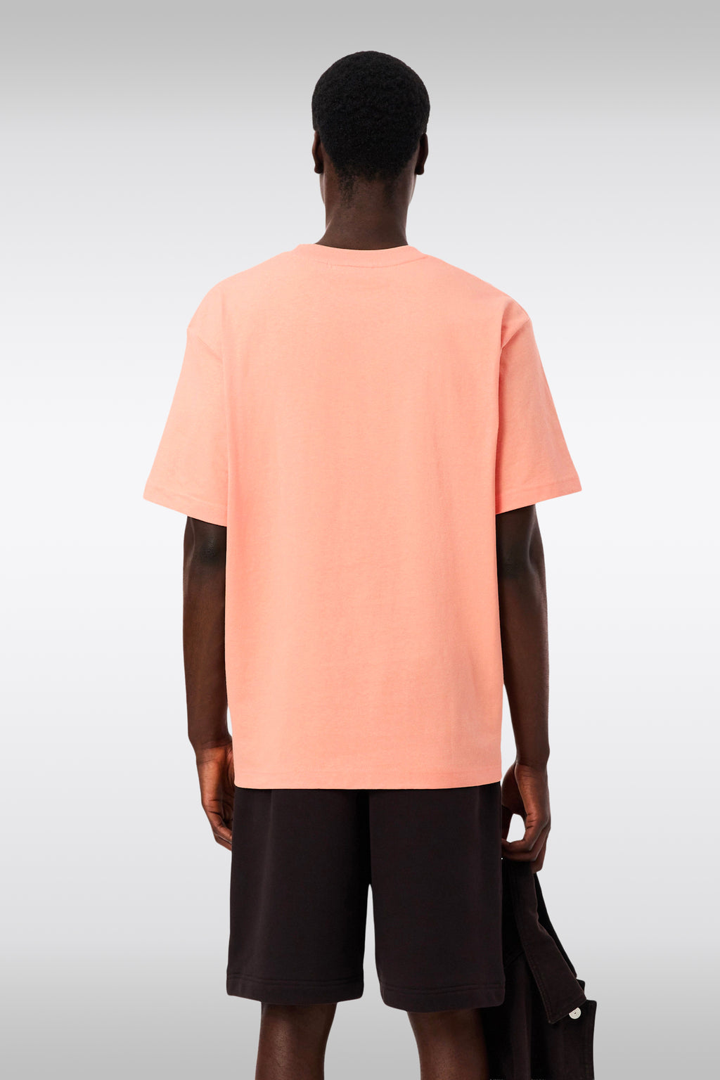 alt-image__T-shirt-loose-fit-in-cotone-rosa-salmone-con-logo-ricamato-al-petto
