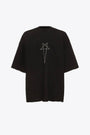 Felpa nera con maniche corte e stampa pentagram al petto - Tommy T 