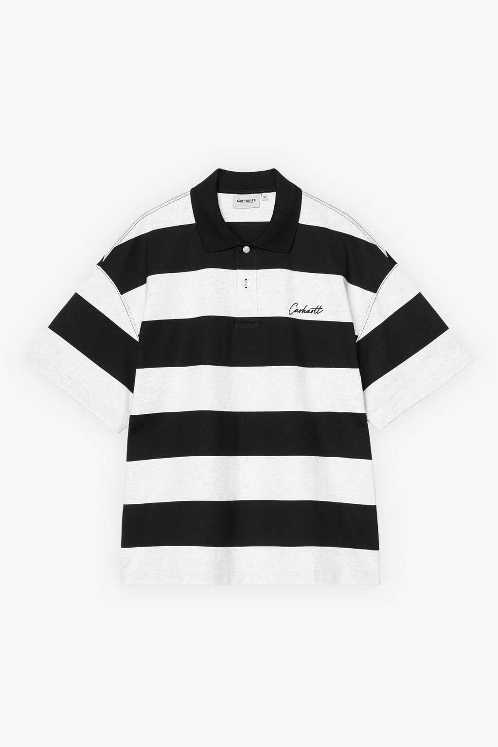 alt-image__Polo-grigia-e-nera-a-righe-larghe-con-manihe-corte---S/S-Delray-Polo