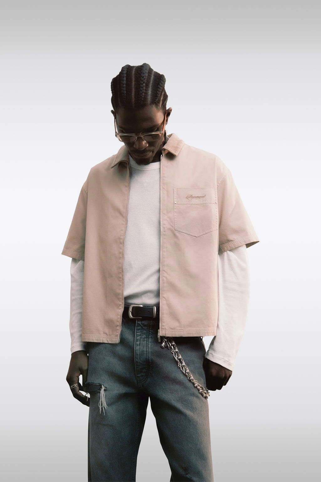 alt-image__Camicia-in-canvas-beige-con-zip-e-taschino---Ramona-Zipped-Shirt