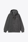 Charcoal grey garment dyed cotton hoodie with zip - Hooded Vista Jacket 