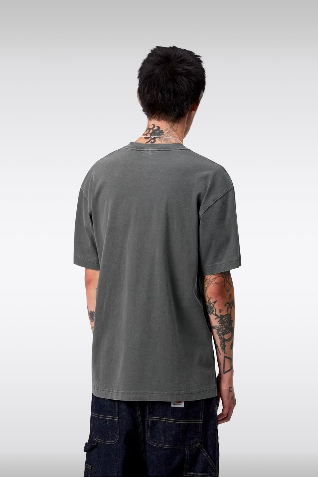 alt-image__T-shirt-in-cotone-grigio-antracite-con-logo-al-petto---S/S-Vista-T-Shirt