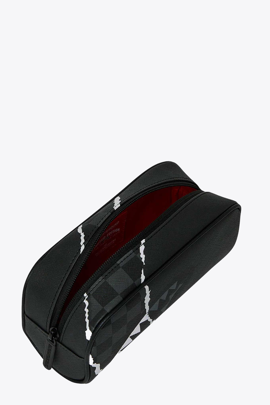 alt-image__Astuccio-in-pvc-nero-con-strappo-frontale---Center-Rip-revealing-Gray-Check-Pouch