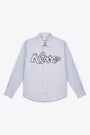 Camicia in cotone a righe bianco e celeste con logo - Arte Blocks Shirt 