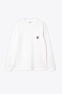 T-shirt bianca in cotone con maniche lunghe e tasca con logo al petto - L/S Pocket T-Shirt 