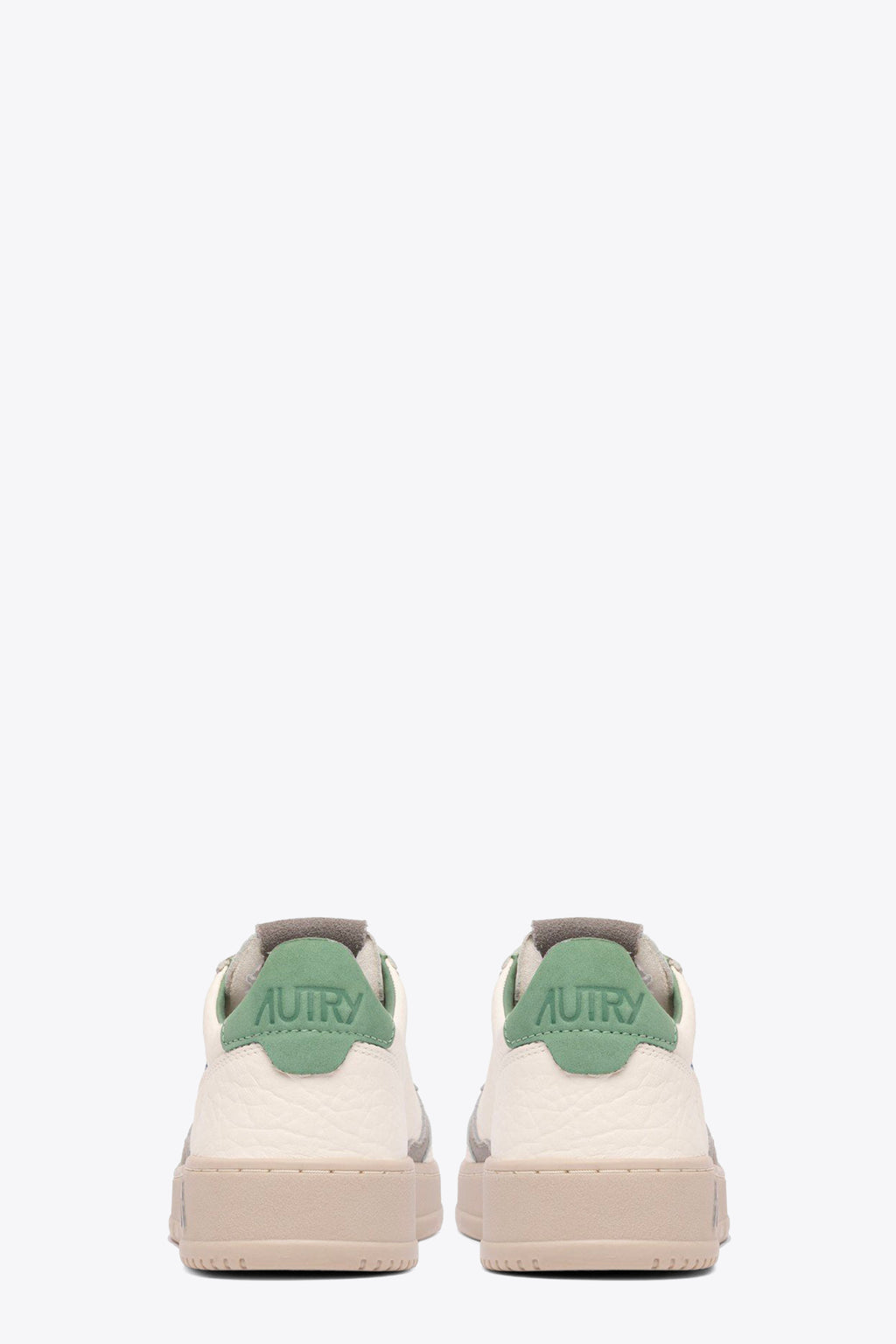 alt-image__Sneaker-bassa-in-pelle-martellata-panna-con-tab-in-suede-verde---Medalist-Low