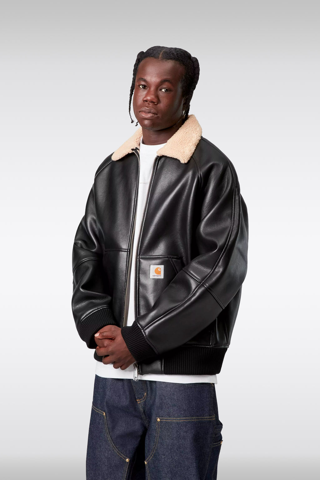 alt-image__Black-faux-shearling-bomber-jacket-with-fur-collar---Shepton-Jacket