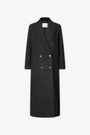 Black wool blend double-breasted long coat - Sajill Coat 