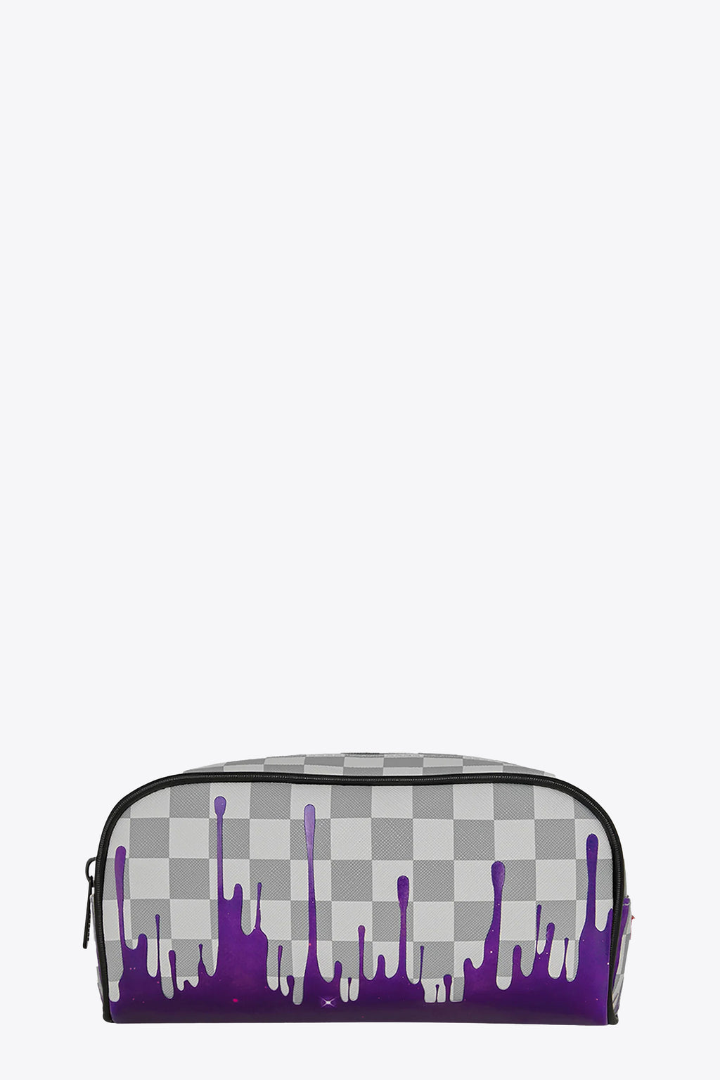 alt-image__White-and-grey-check-pvc-pouch-with-purple-paint-dripping-detail---Cream-Space-Drip-Pouch