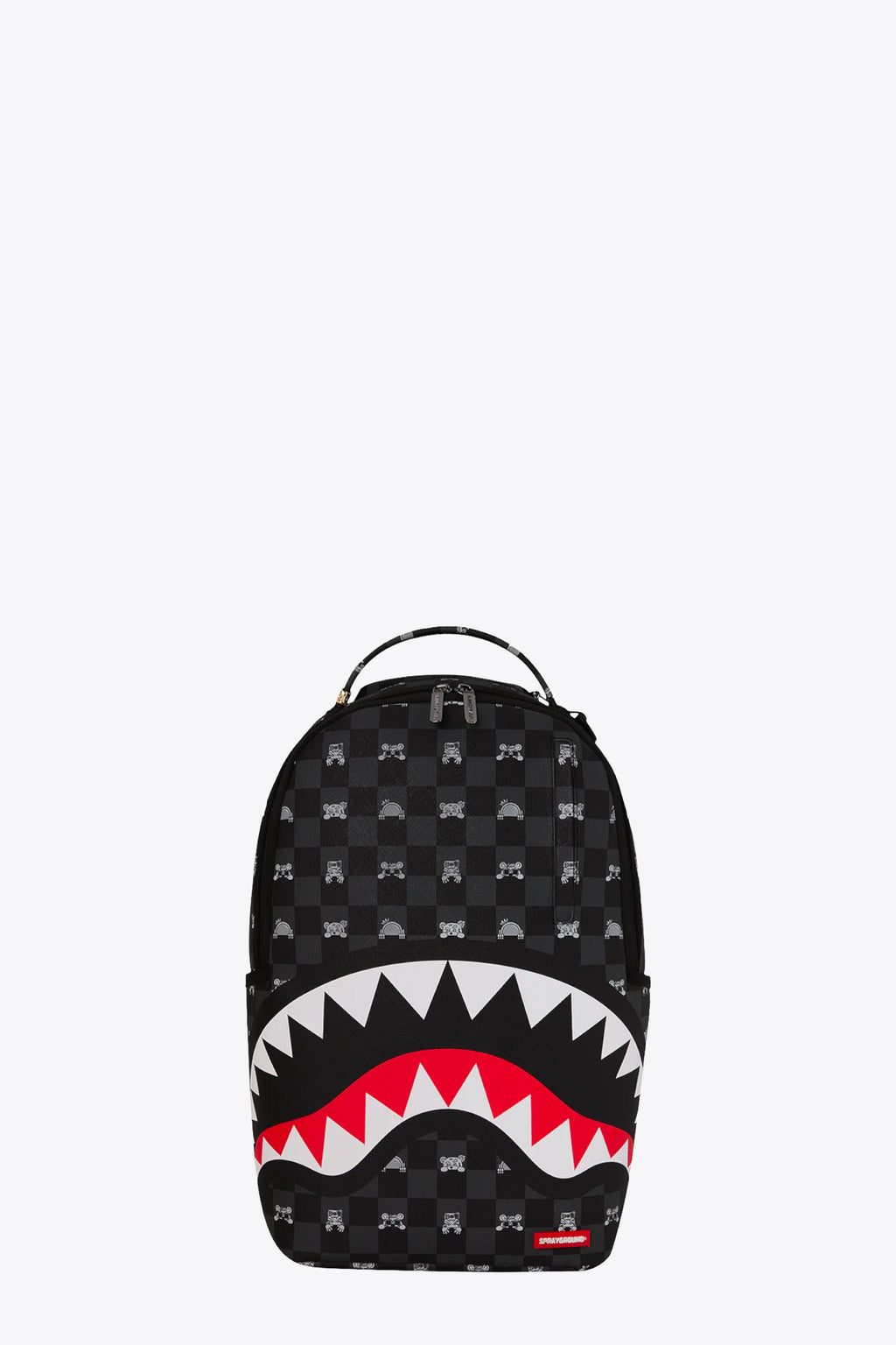 alt-image__Zaino-in-pvc-nero-a-scacchi-con-stampa-grafica---Peeking-Character-Check-Backpack