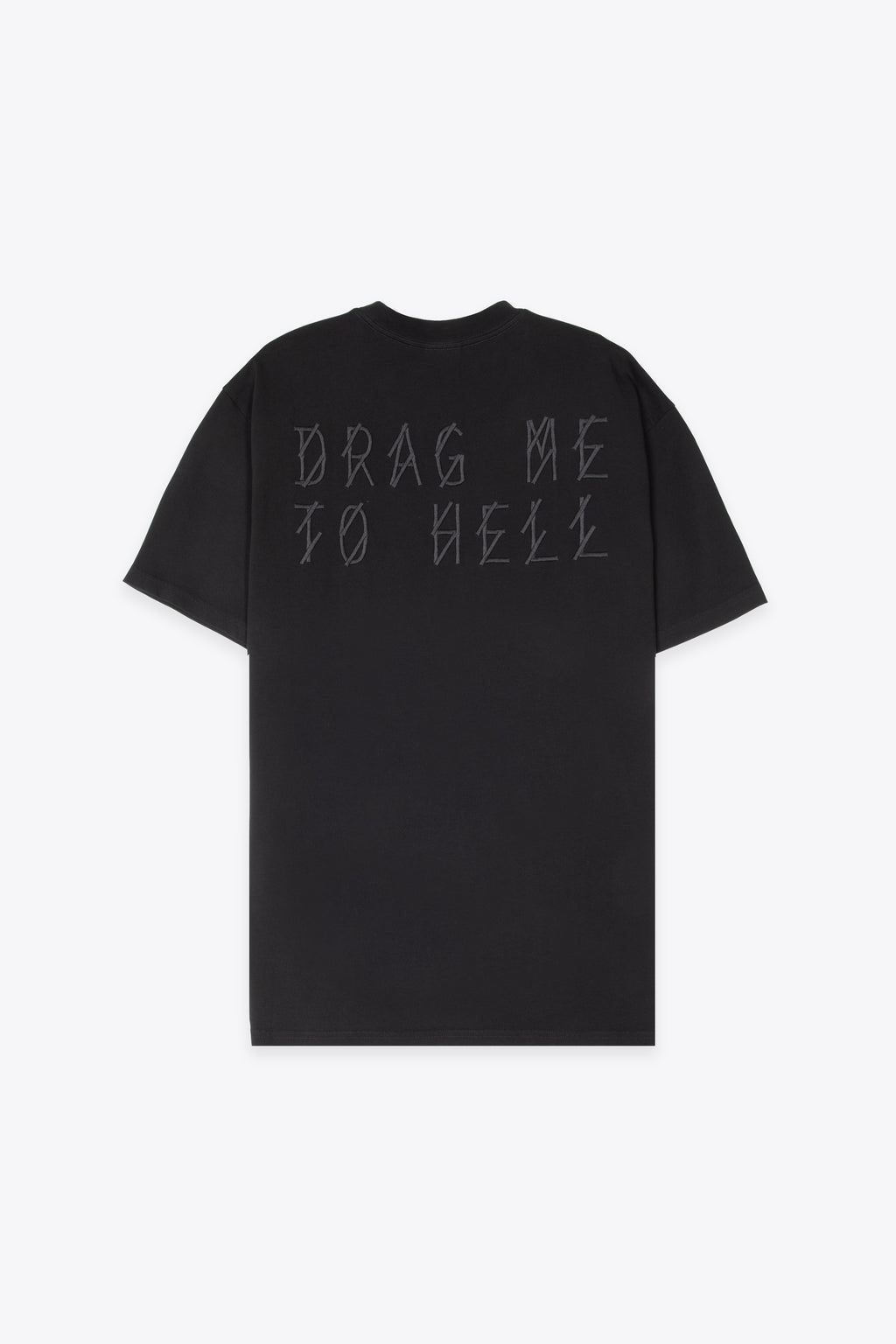 alt-image__Black-cotton-t-shirt-with-back-slogan-embroidery---Drag-Me-To-Hell-T-shirt