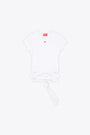 White ribbed cotton t-shirt with criss-cross detail - T Bunny Tail 