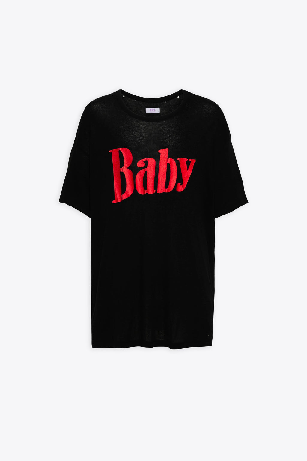 alt-image__T-shirt-nera-in-cotone-con-rotture-e-stampa-Baby---Unisex-Logo-Light-Jersey-T-shrit-Knit