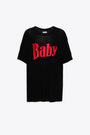 T-shirt nera in cotone con rotture e stampa Baby - Unisex Logo Light Jersey T-shrit Knit 