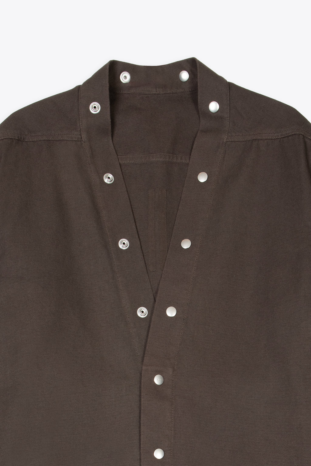 alt-image__Camicia-in-canvas-marrone-con-scollo-a-V-e-bottoni-automatici-in-metallo---Larry-Shirt