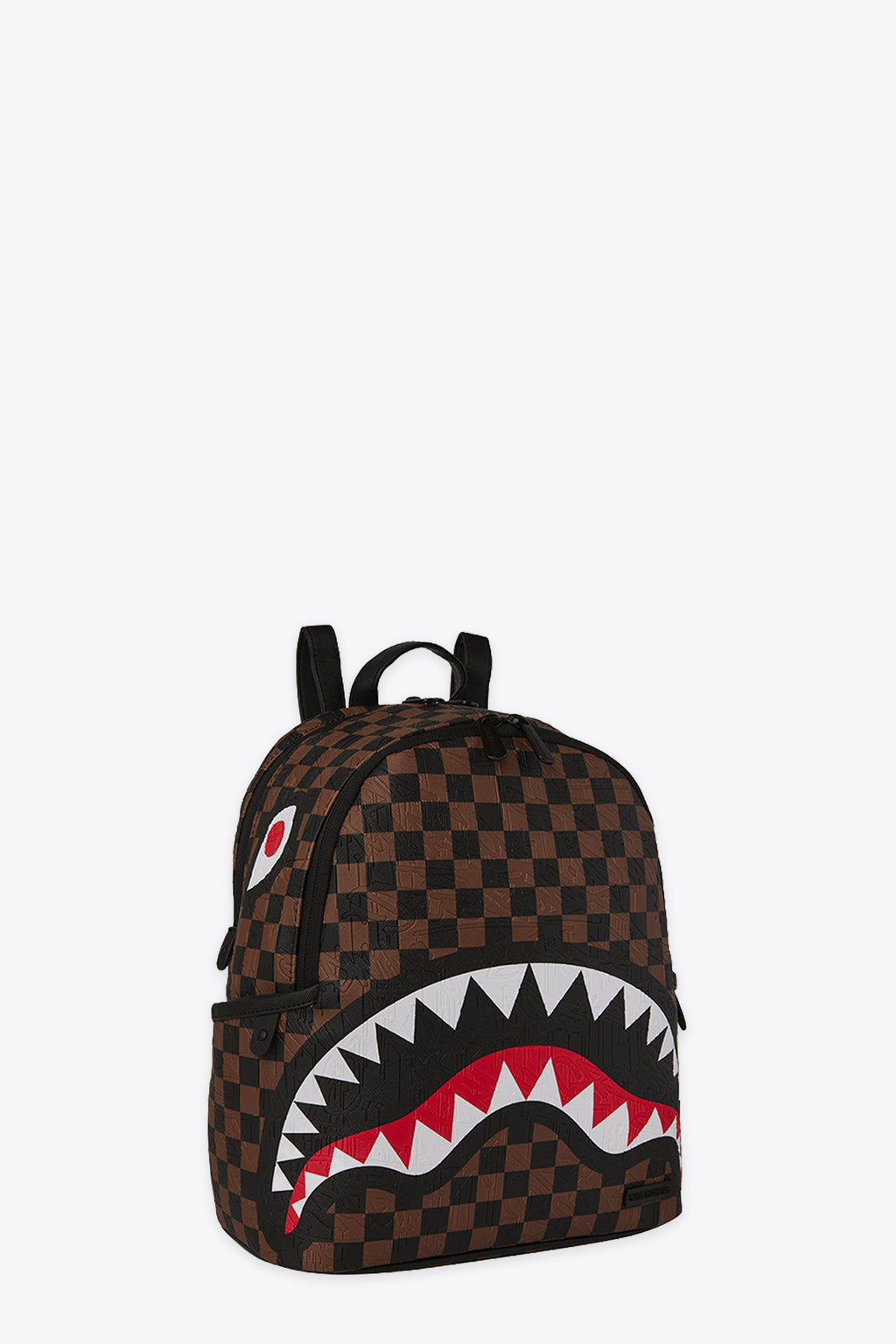 alt-image__Zaino-piccolo-in-pvc-a-scacchi-marrone-e-nero-con-bocca-shark----Check-2-Emboss-Savage-Backpack