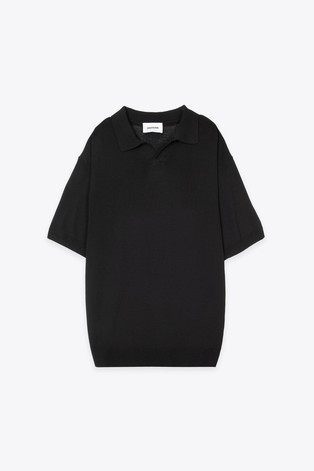 alt-image__Polo-nera-in-viscosa-con-collo-aperto