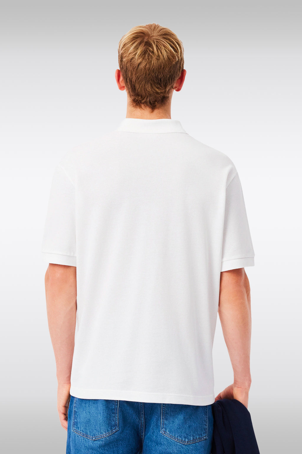 alt-image__Polo-bianca-in-cotone-piquè-con-logo-tono-su-tono-al-petto