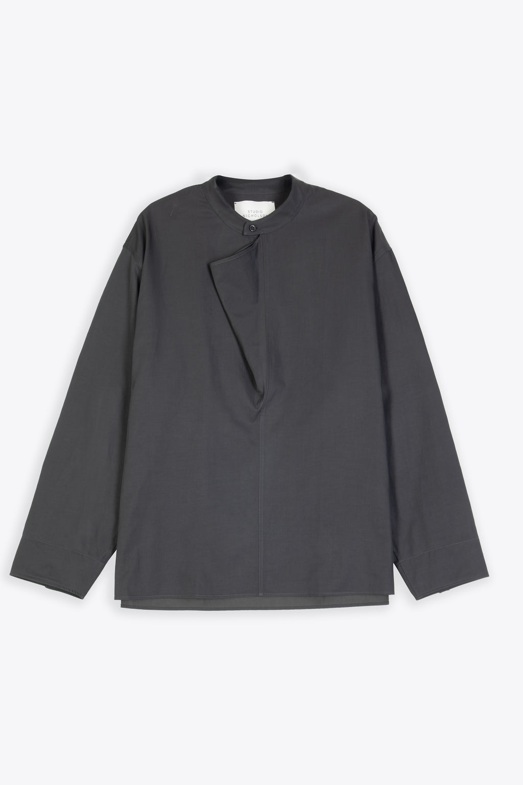 alt-image__Camicia-in-misto-viscosa-color-carbone-con-drappeggio-al-collo---Solis