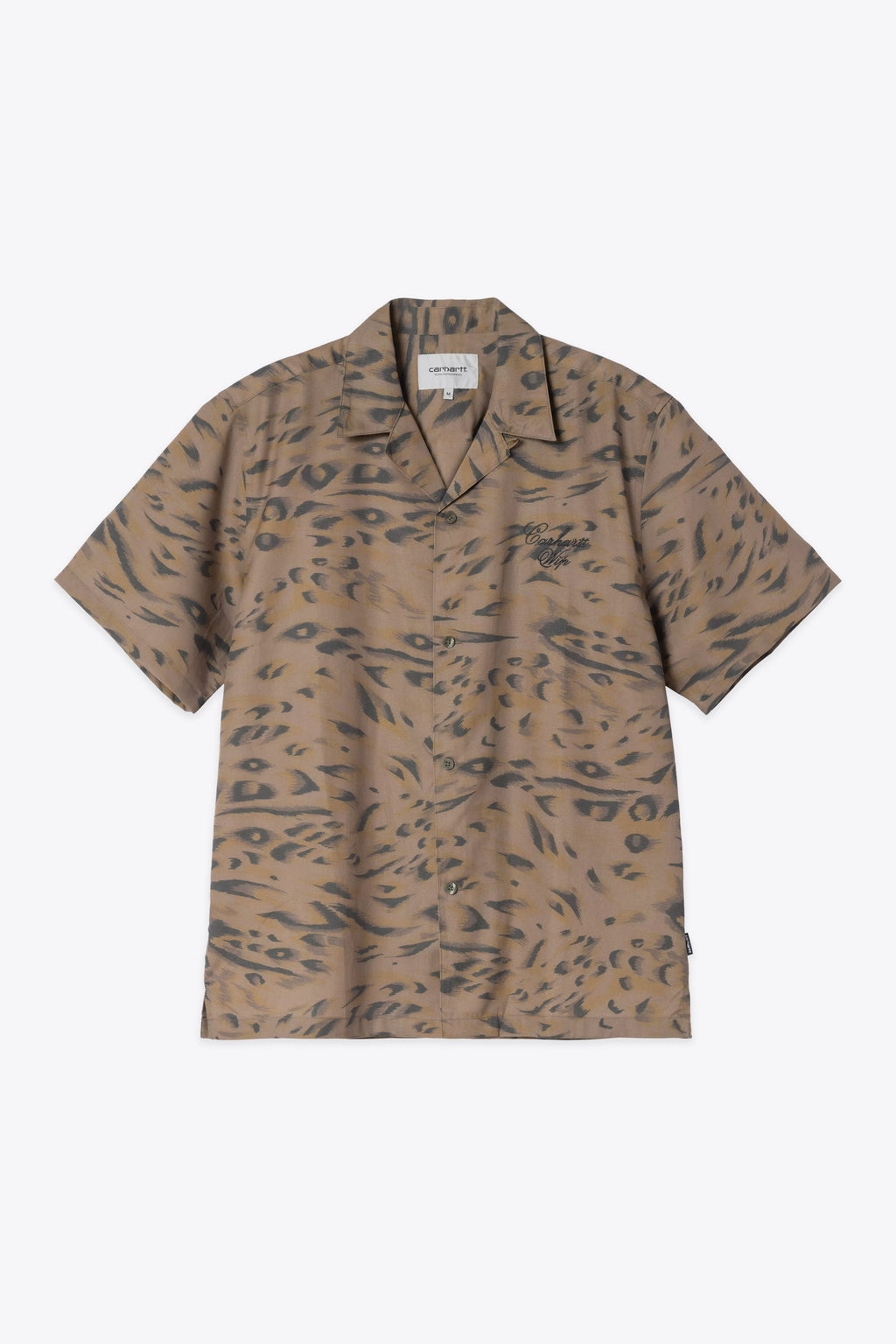 alt-image__Camicia-bowling-in-misto-cotone-verde-khaki-con-stampa-piumata---S/S-Travon-Shirt