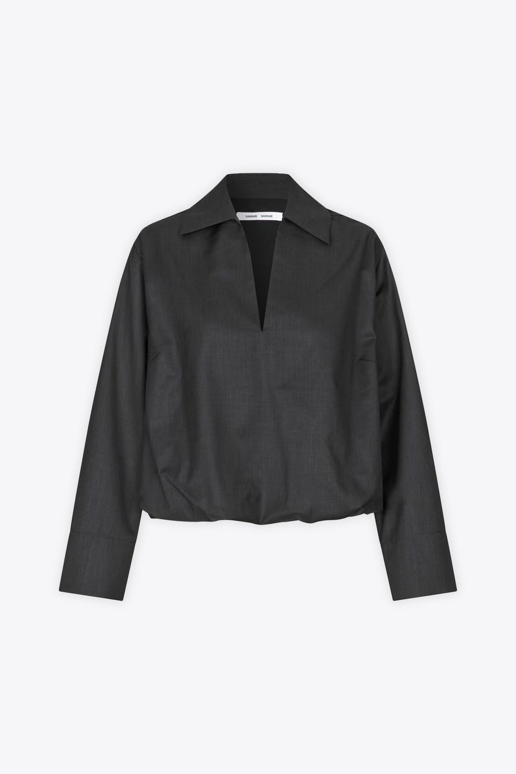 alt-image__Blusa-in-frescolana-grigio-antracite-con-collo-aperto---Sadaphne-Shirt