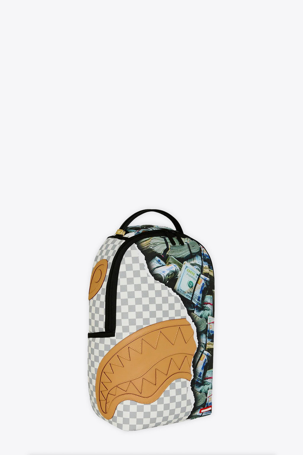 alt-image__Zaino-in-pvc-a-scacchi-panna-con-stampa-banconote---Cream-Check-Full-Of-Cash-Backpack