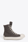 Charcoal grey denim lace-up high sneaker with back logo tab - Sneaks 