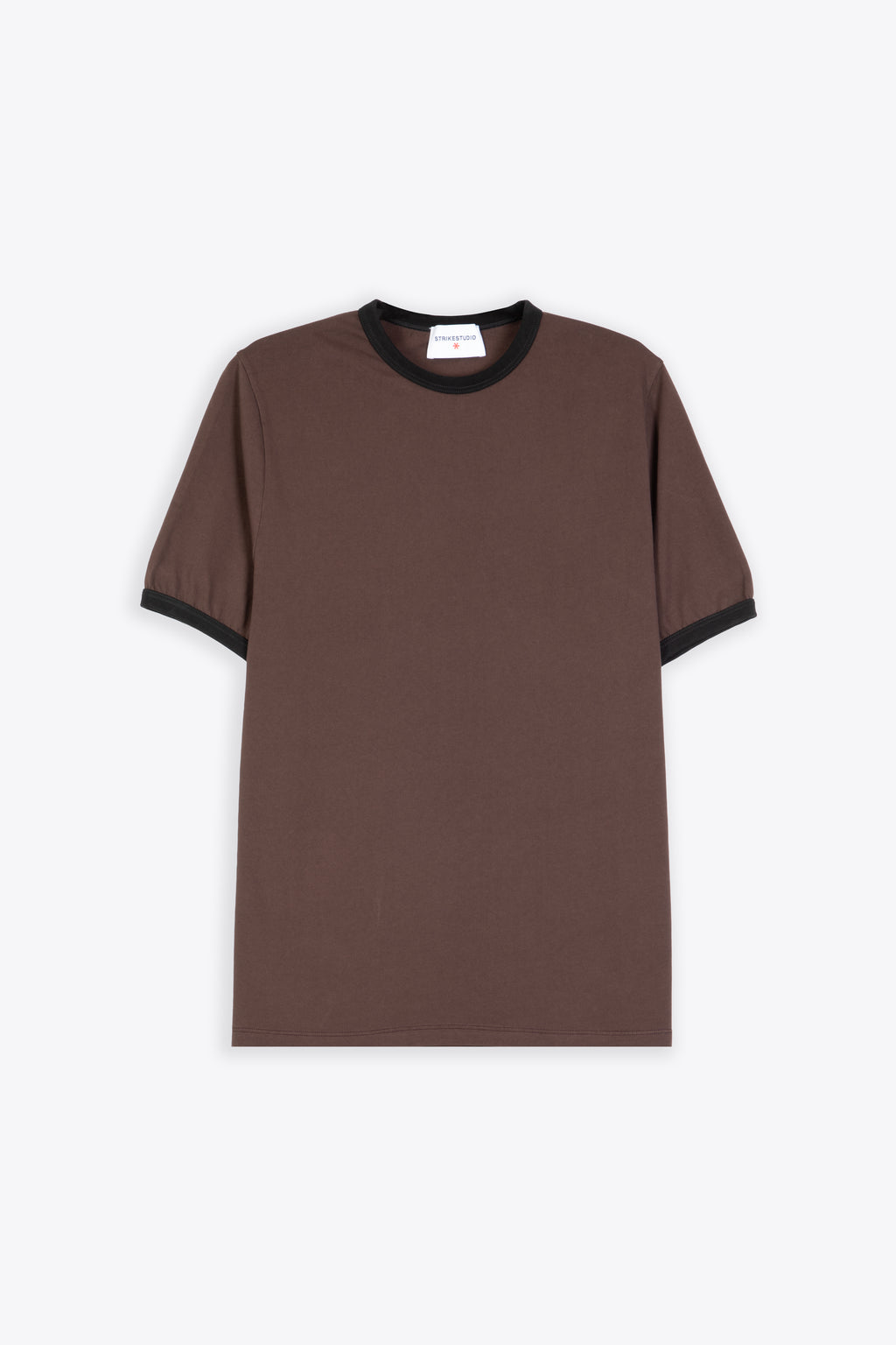 alt-image__Brown-cotton-t-shirt-with-contrasting-black-crewneck-and-sleeves-hem---Muscle-Tee