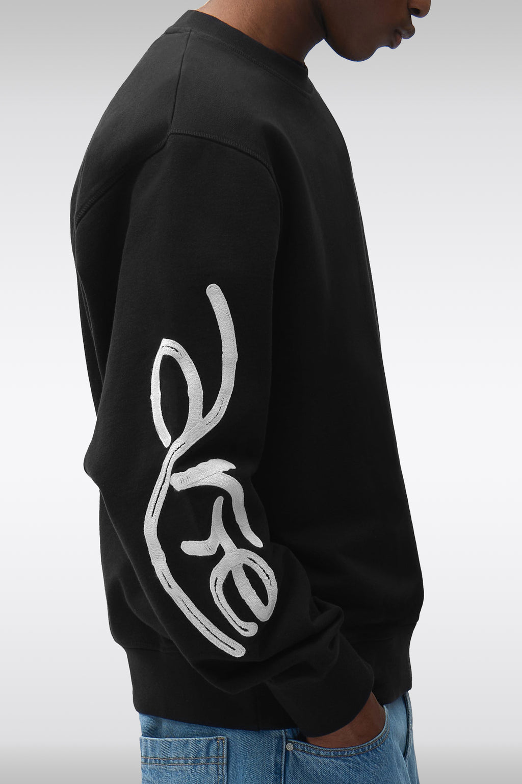 alt-image__Black-cotton-sweatshirt-with-sleeves-logo-embroidery---Swirl-Crewneck