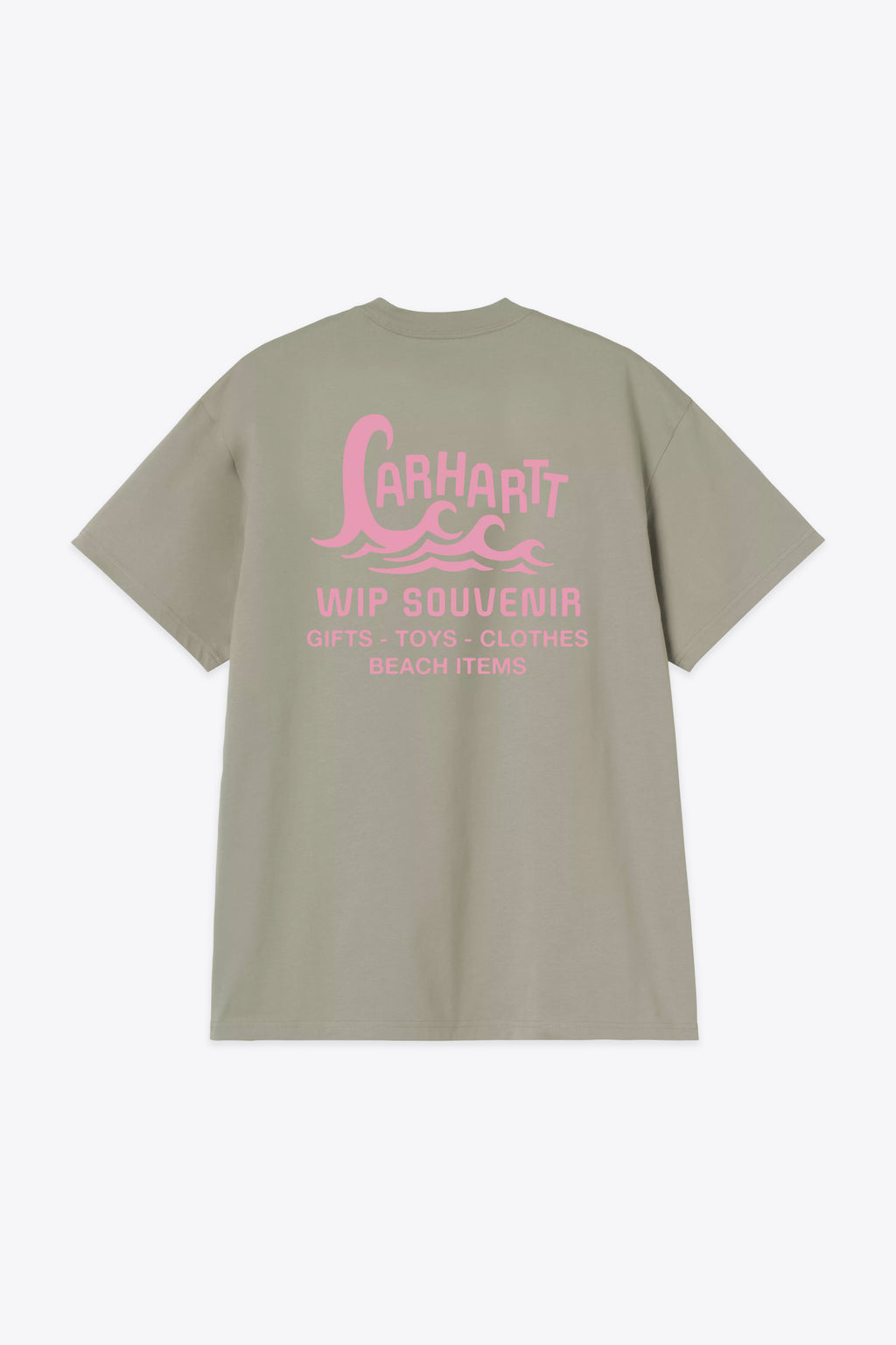 alt-image__T-shirt-in-cotone-verde-salvia-con-stampa-grafica-rosa---S/S-Waves-T-Shirt