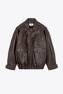 Bomber unisex in similpelle marrone con colletto 