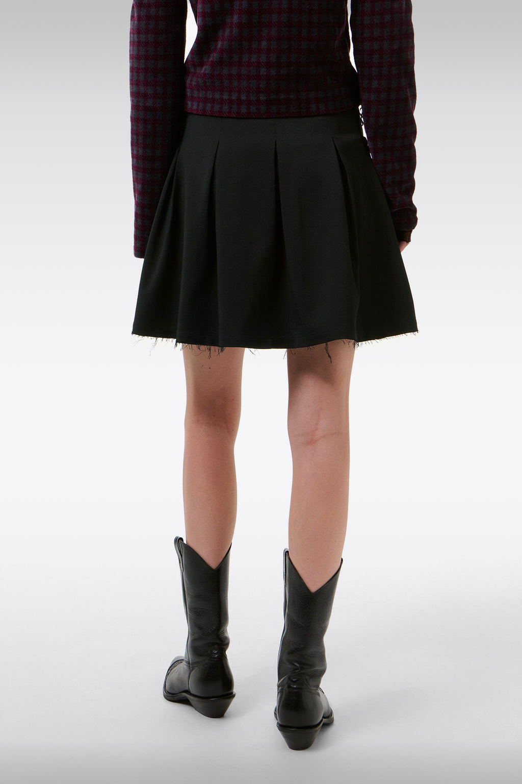 alt-image__Gonna-corta-plissettata-nera-in-frescolana---Object-Skirt