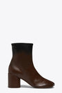 Faded brown leather heeled ankle boots with anatomic toe  
