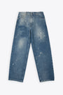Jeans baggy blu medio sabbiato con macchie di pittura - Wide Pant 