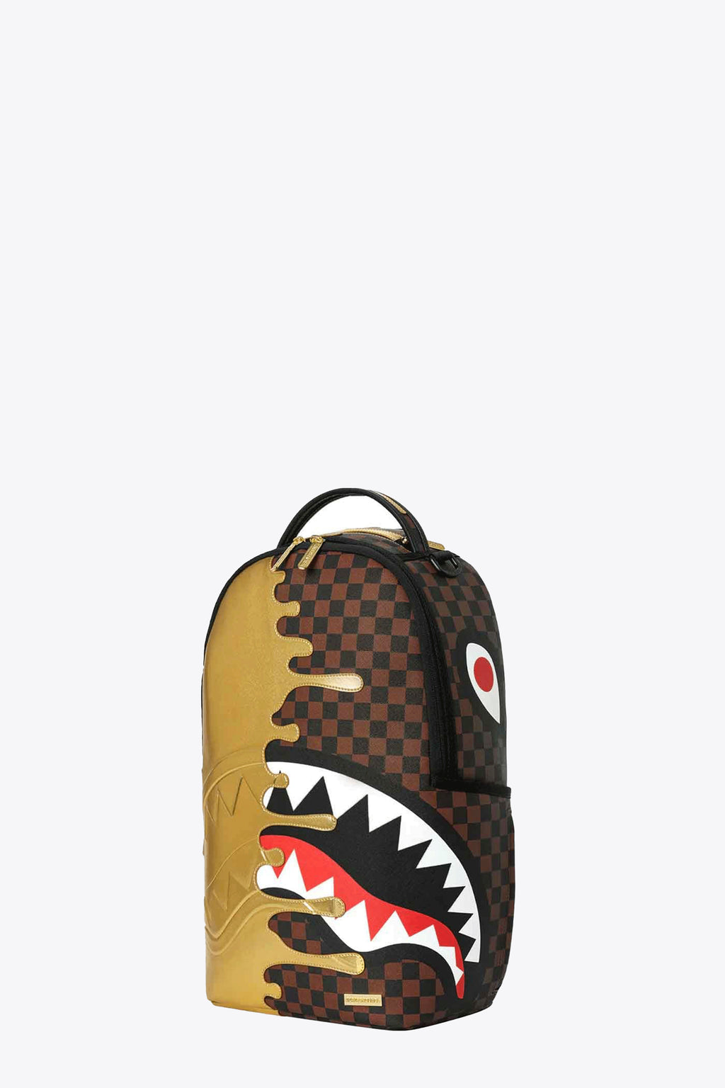 alt-image__Brown-check-pvc-backpack-with-gold-melted-shark-mouth-signature---Sharks-In-Paris-Gold-Drip-Backpack