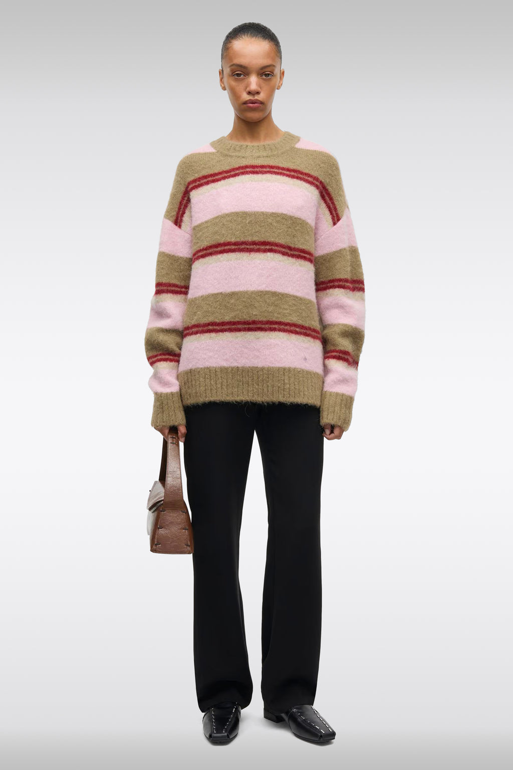 alt-image__Pullover-oversize-in-misto-alpaca-a-righe-beige-e-rosa---Sajeanne-Seater