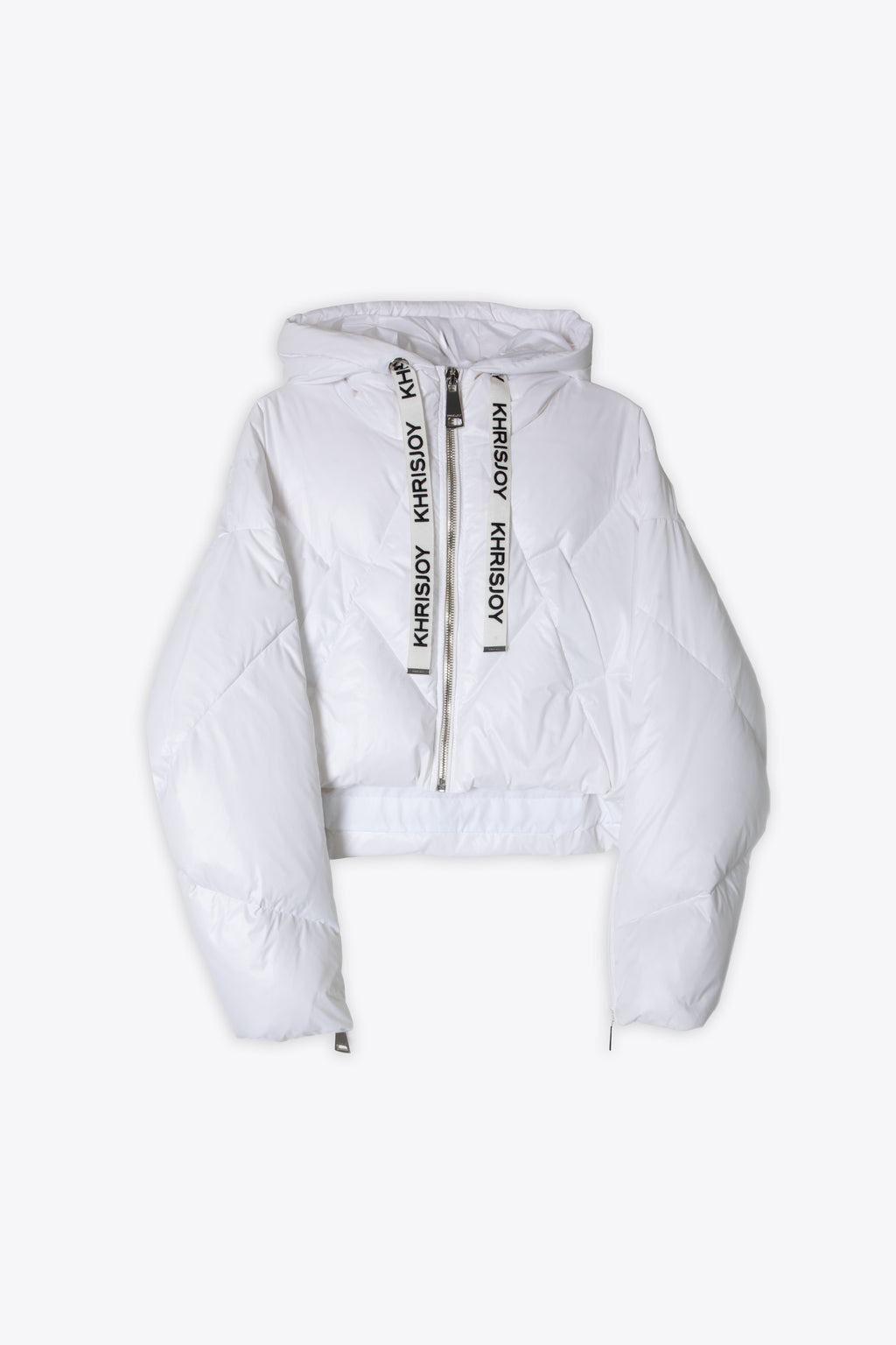 alt-image__Piumino-in-nylon-bianco-lucido-con-cappuccio---Khris-Crop-Shiny