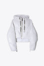 Piumino in nylon bianco lucido con cappuccio - Khris Crop Shiny 