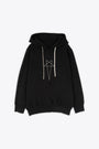 Felpa nera con cappuccio e ricamo frontale pentagram - Oversized Hoodie 