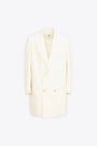 Off white pinstriped long double-breated blazer 