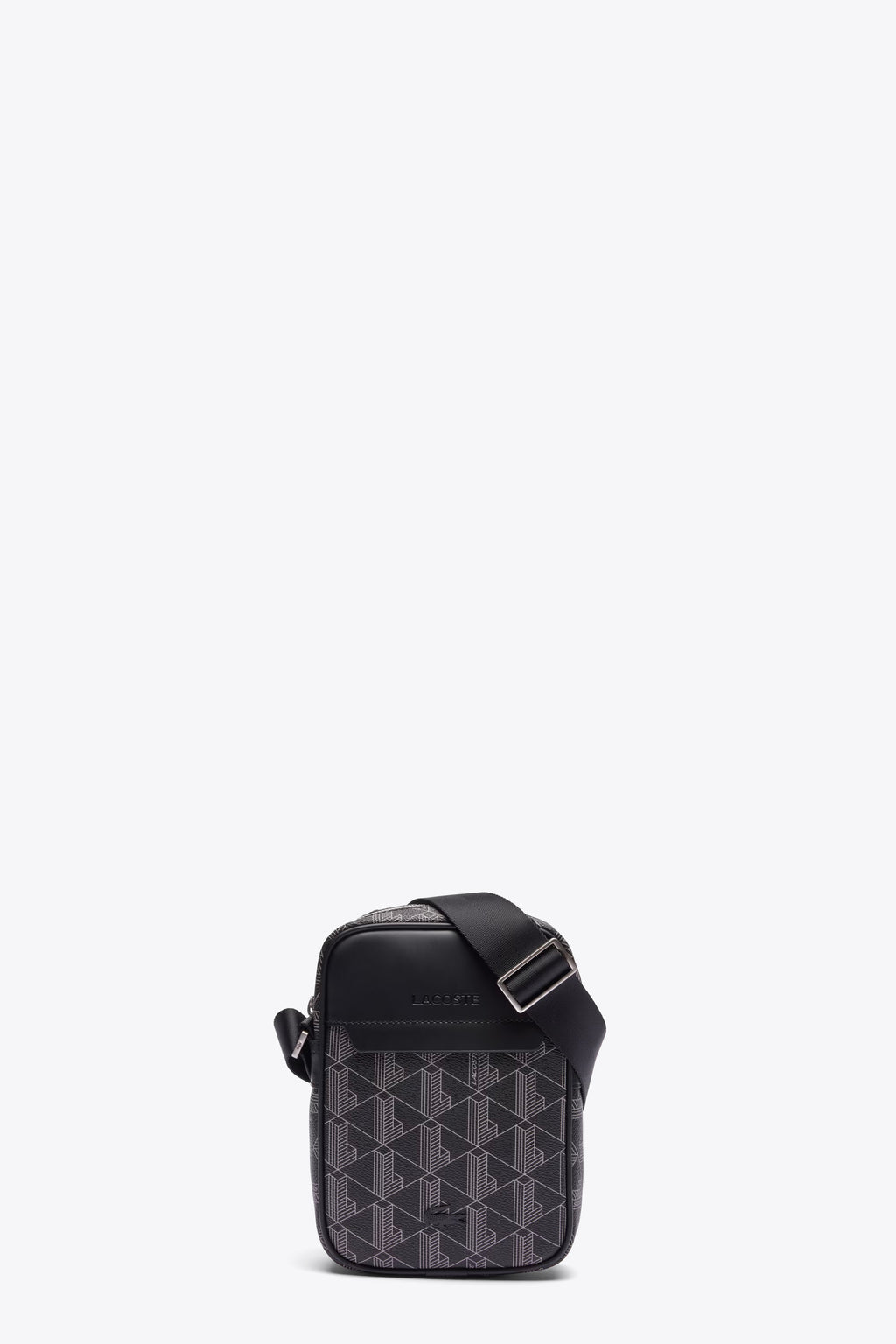 alt-image__Borsello-nero-in-ecopelle-con-stampa-monogram-e-tracolla-regolabile