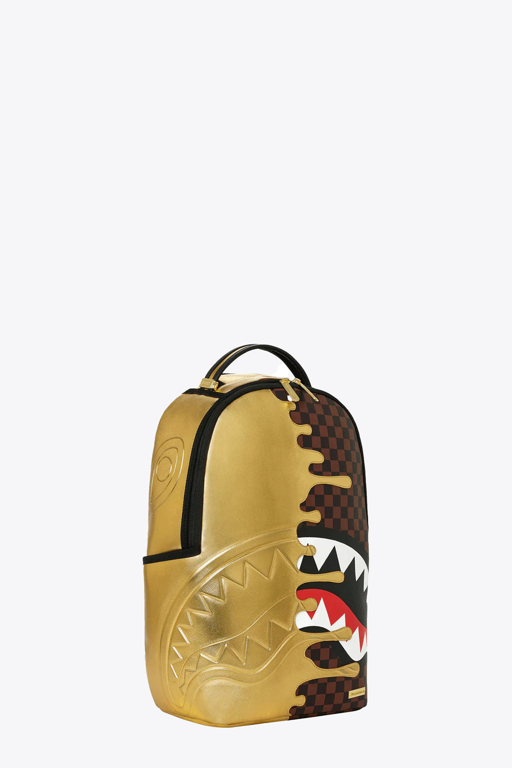 alt-image__Brown-check-pvc-backpack-with-gold-melted-shark-mouth-signature---Sharks-In-Paris-Gold-Drip-Backpack