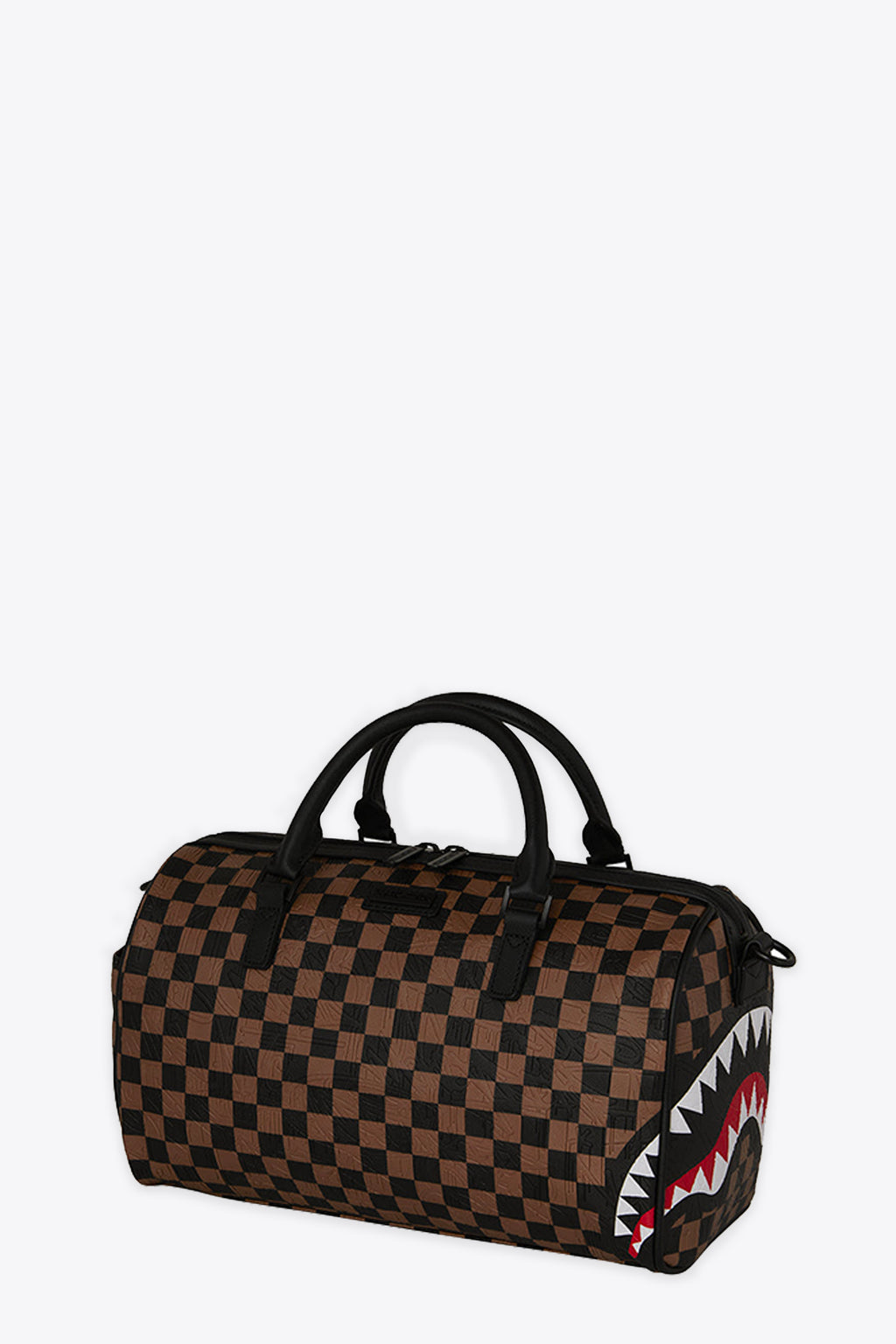alt-image__Bauletto-in-pvc-a-scacchi-marrone-e-nero-con-bocca-shark---Check-2-Emboss-Mini-Duffle