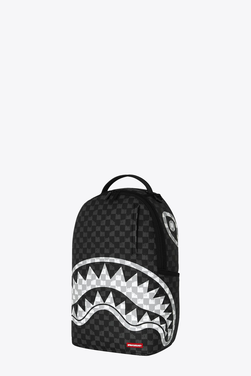 alt-image__Black-and-grey-drip-check-pvc-backpack-with-shark-mouth-signature---Black-And-White-Drip-Check-Shark-Backpack