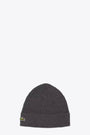 Dark grey ribbed wool beanie 